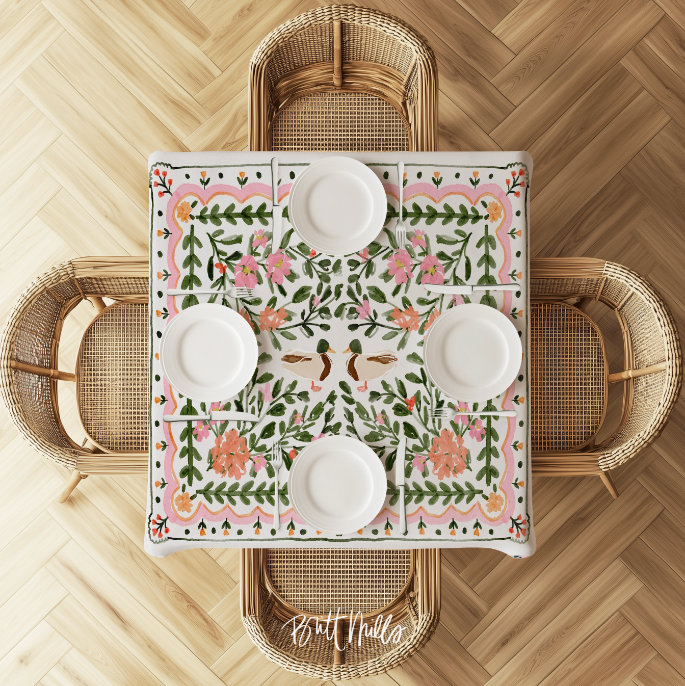 Walk in the Park Square Tablecloth