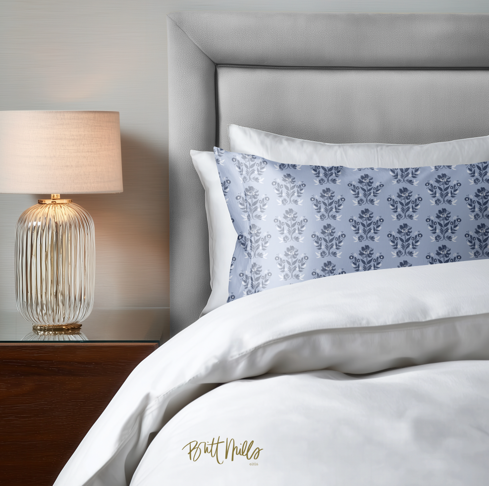 Evangeline Blue Satin Pillowcase