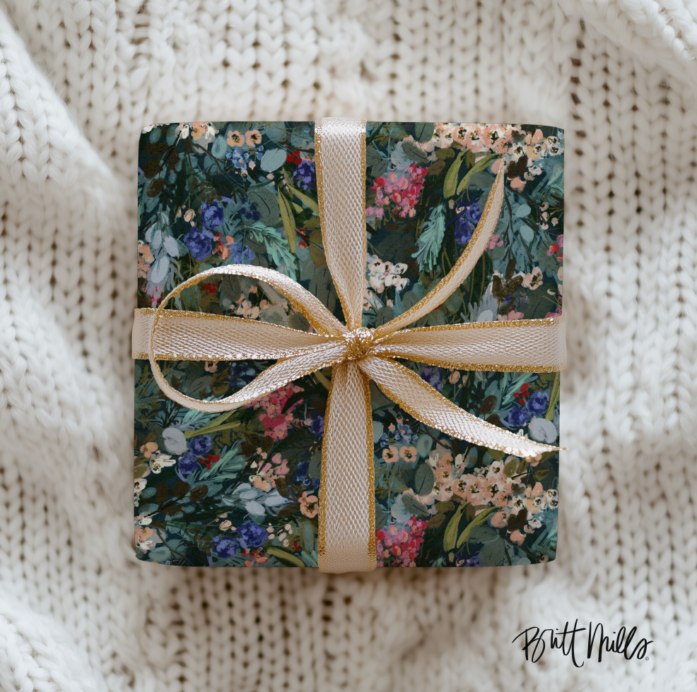 Winter Berry Wrapping Paper Roll