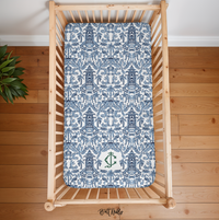 Palm Beach Monogrammed Jersey Fitted Crib Sheet