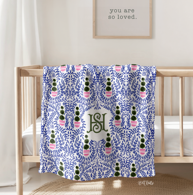 Augusta Monogrammed Baby Blanket