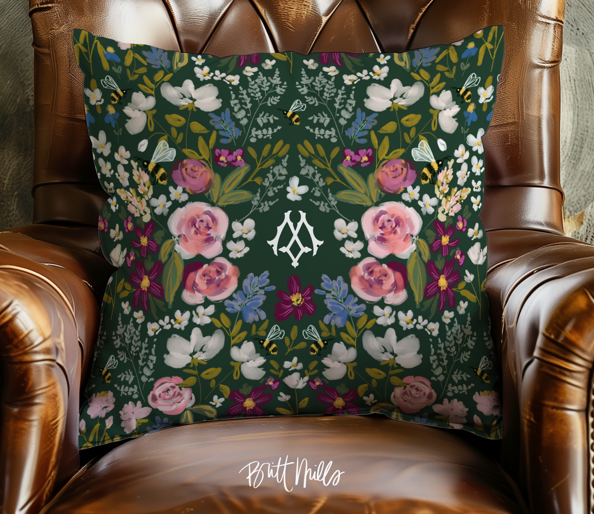 Gardens Monogrammed Pillowcase 20"x20"