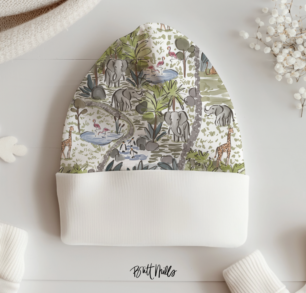 Day at the Zoo Monogrammed Matching Beanie + Swaddle