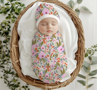 Savannah Monogrammed Matching Beanie + Swaddle