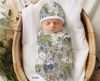 Day at the Zoo Monogrammed Matching Beanie + Swaddle