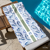 Nantucket Striped Monogram Beach Towel