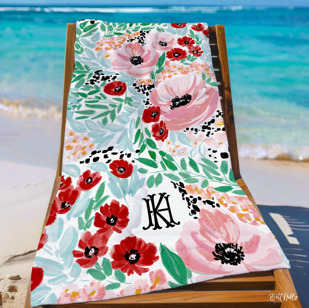 Colette Monogrammed Beach Towel