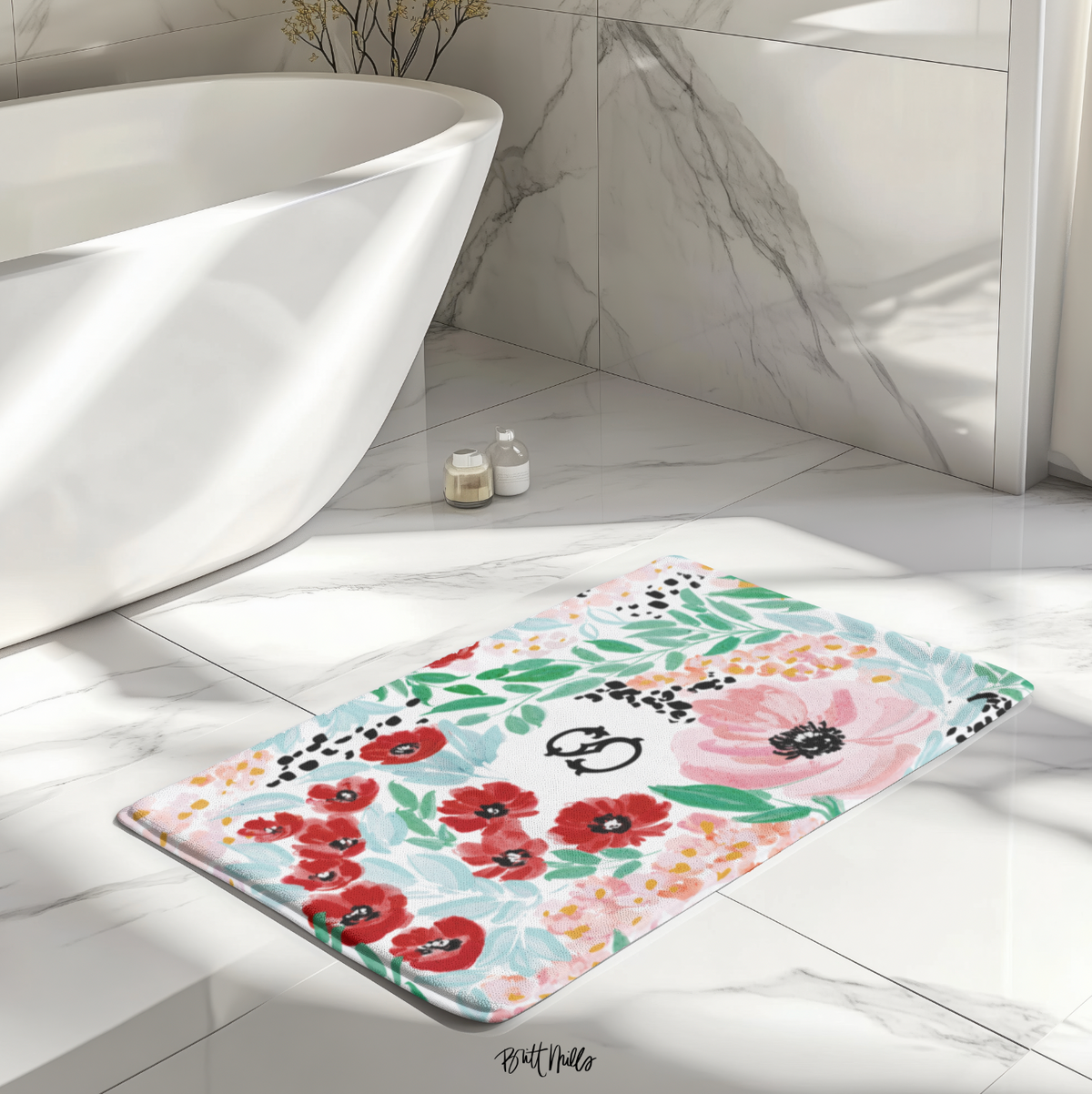 Colette Monogrammed Memory Foam Bath Mat