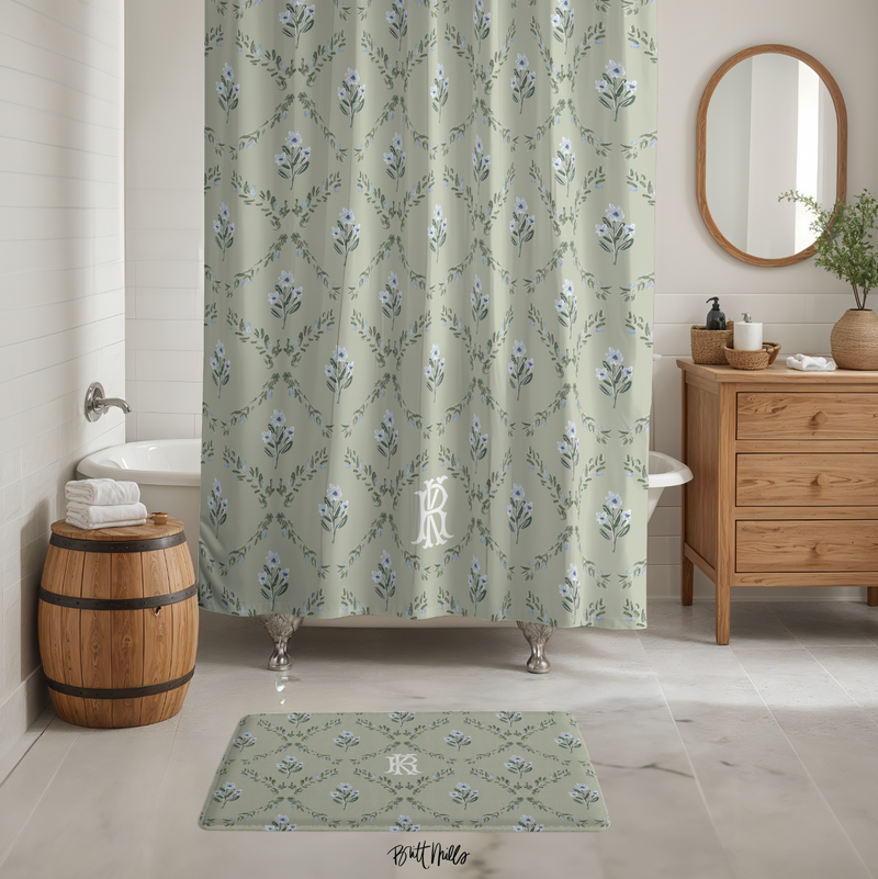 Zera Bloom Monogrammed Shower curtain