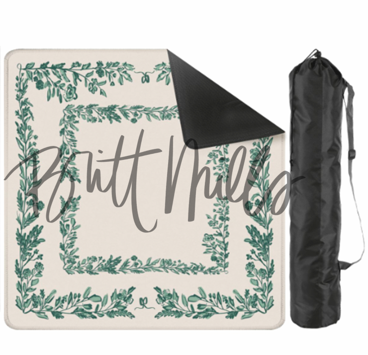 Green Bow & Bloom Mahjong Mat (Non-Neoprene)