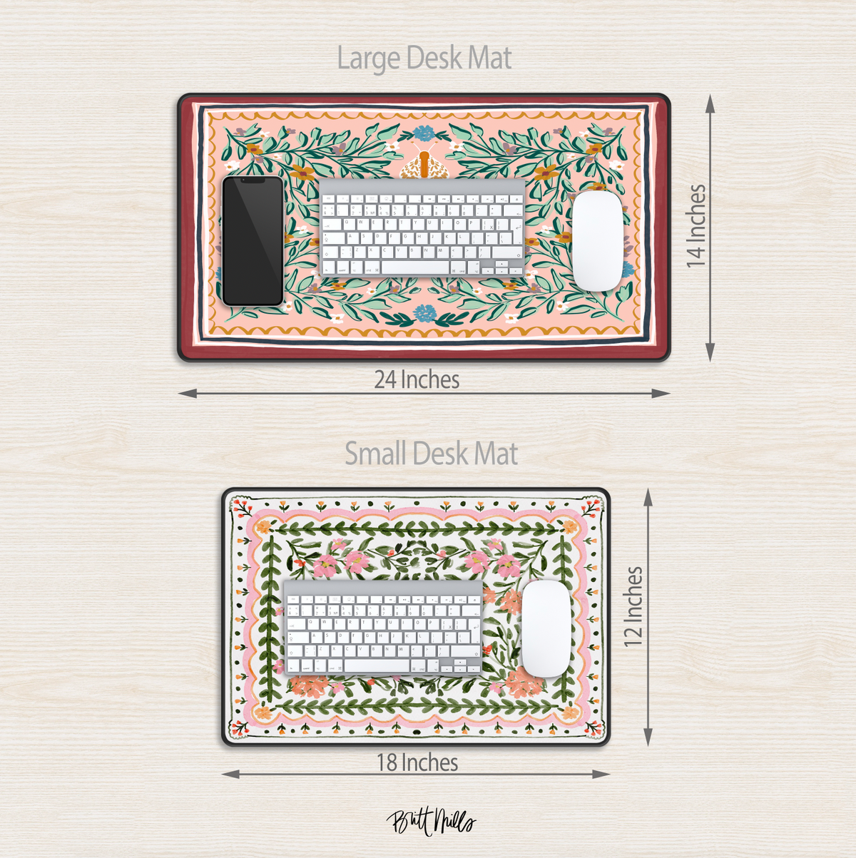 Zera Bloom Monogrammed Desk Mat - Large (24" x 14")