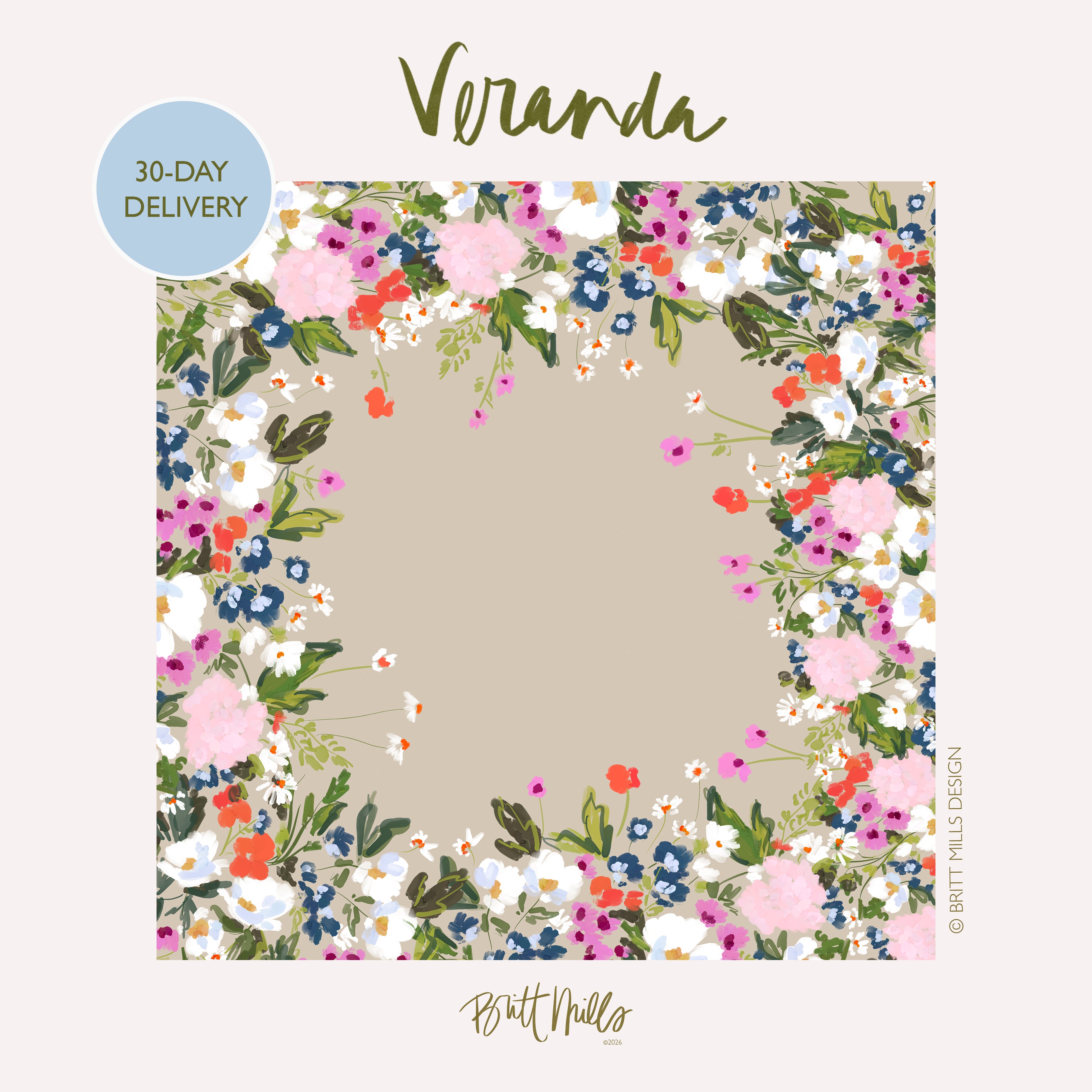Veranda Floral Mahjong Mat (Non-Neoprene)