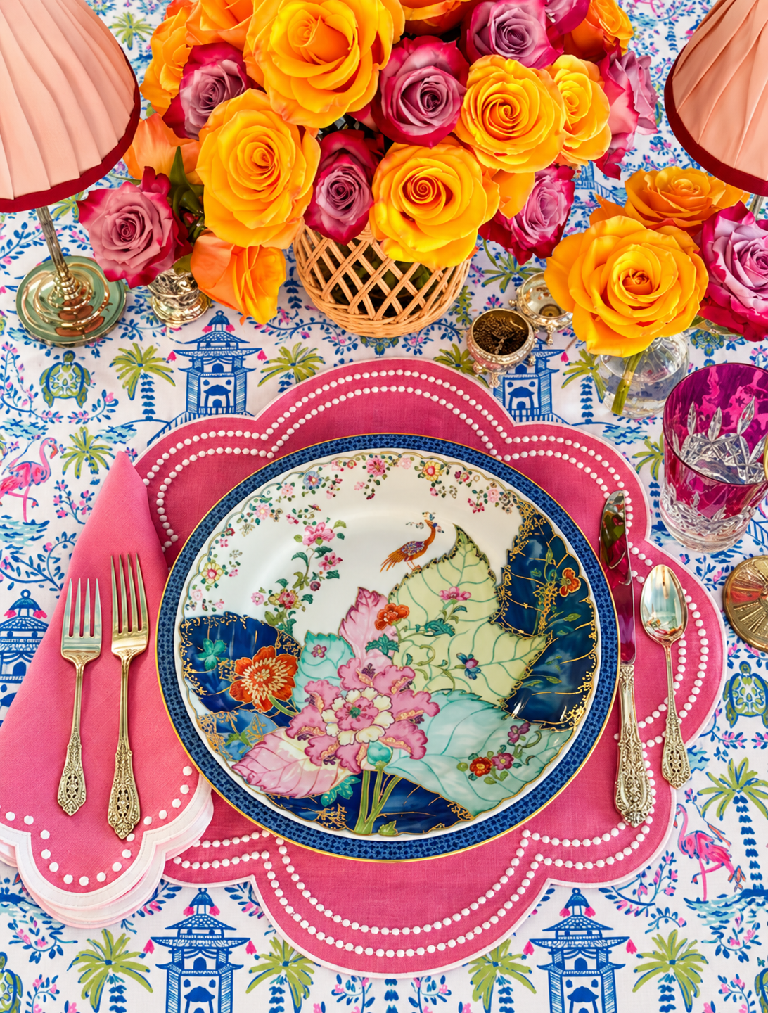 Colorful Chinoiserie Tablecloth