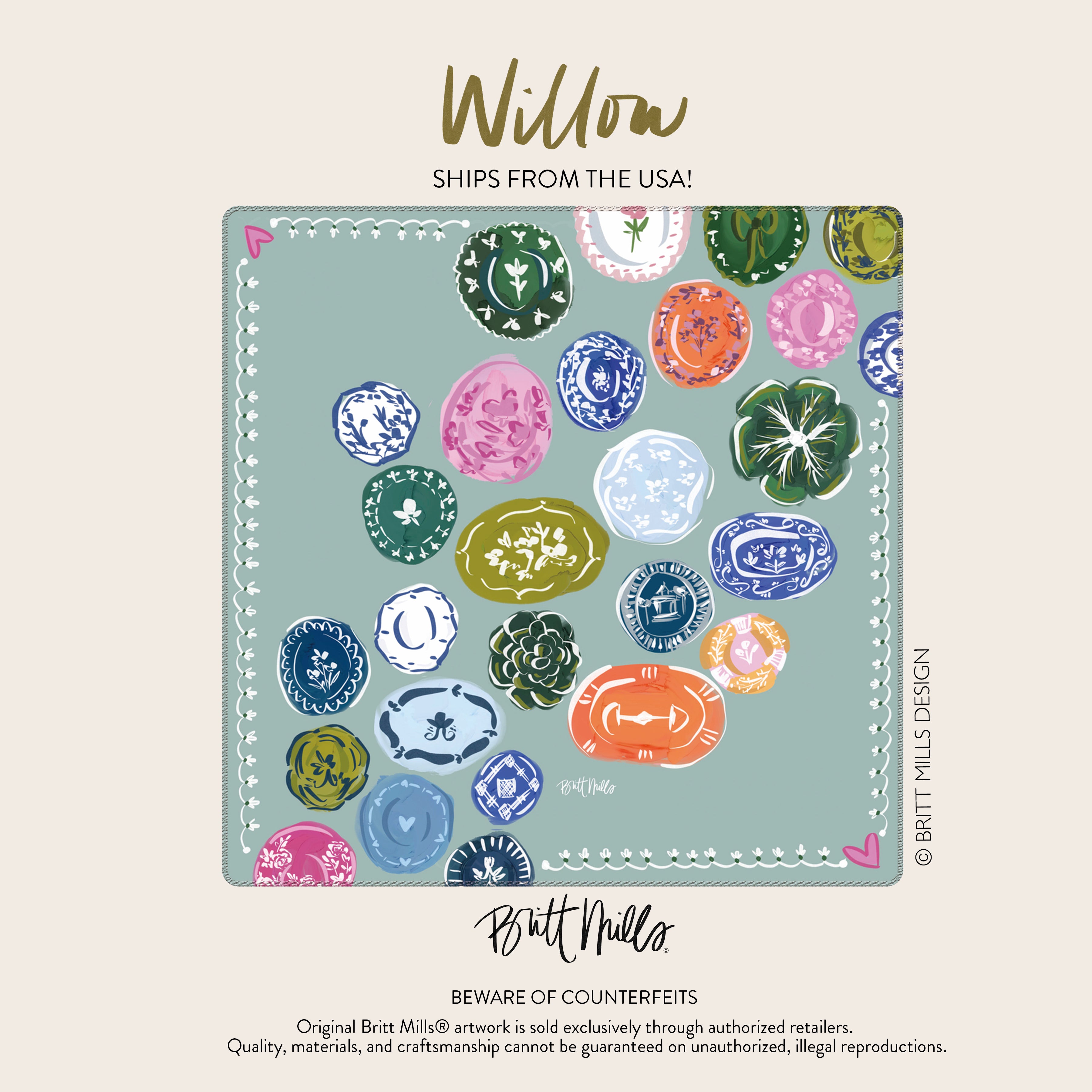 Willow Neoprene Mahjong Mat