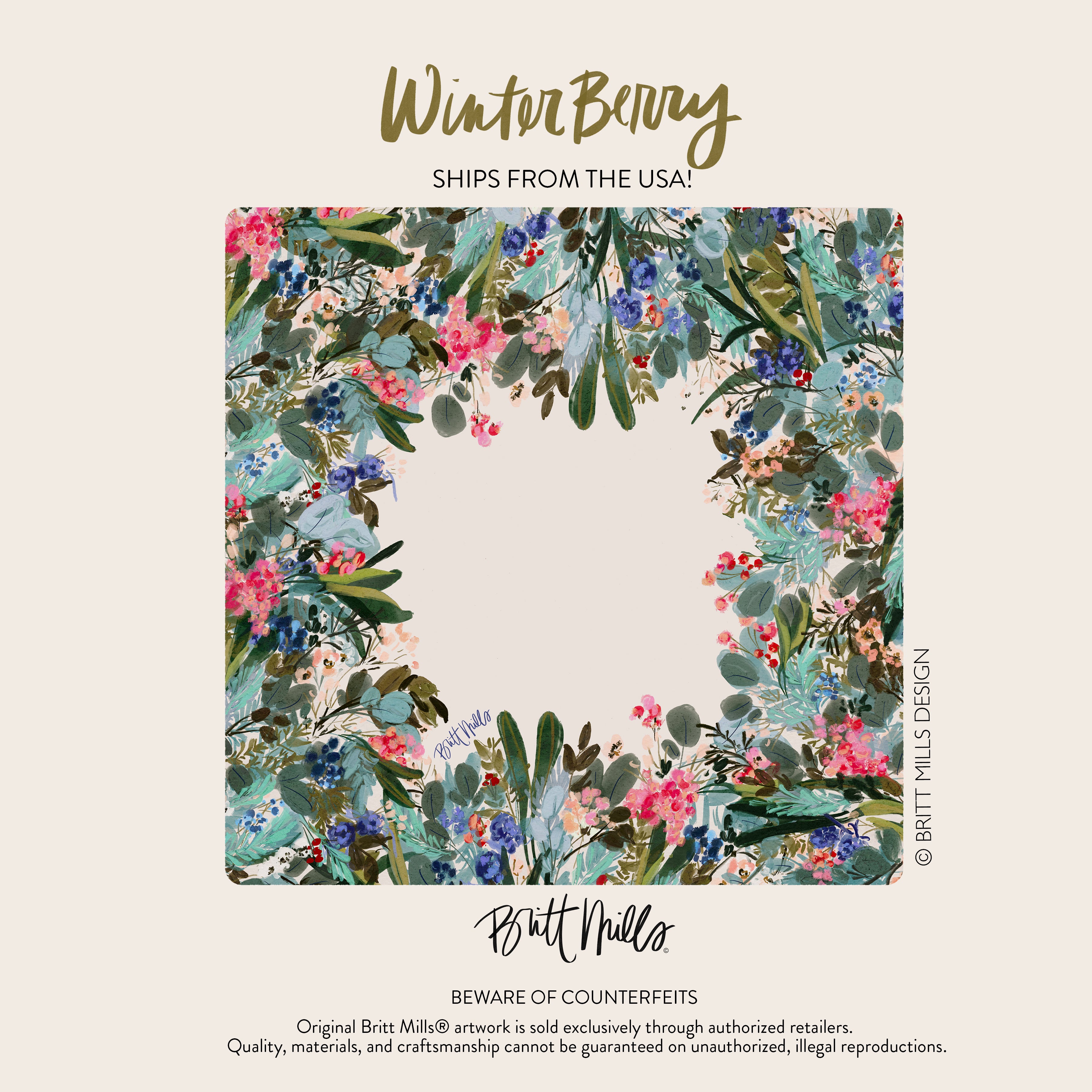Winter Berry Neoprene Mahjong Mat