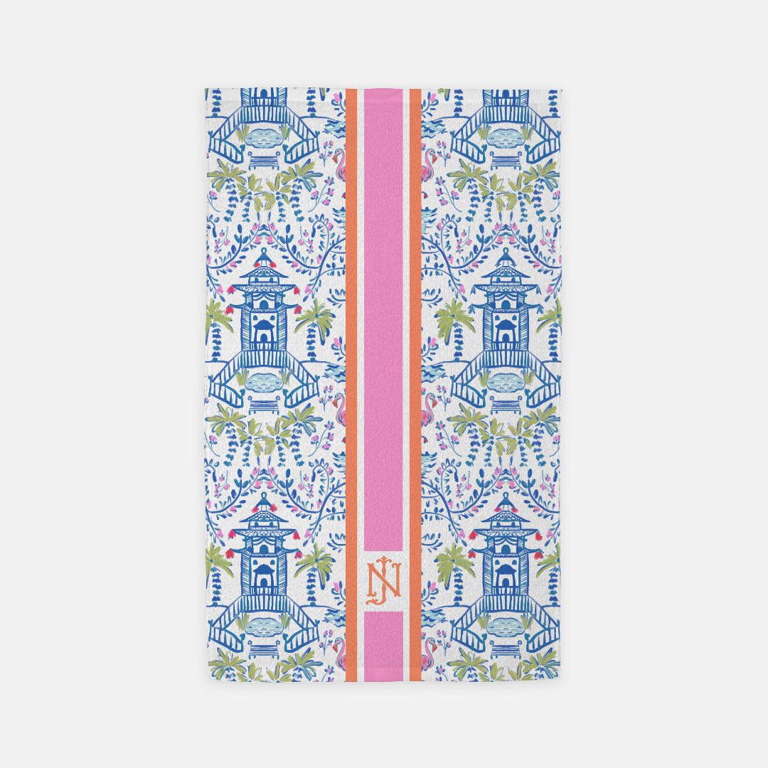 Colorful Chinoiserie Striped Hand Towel