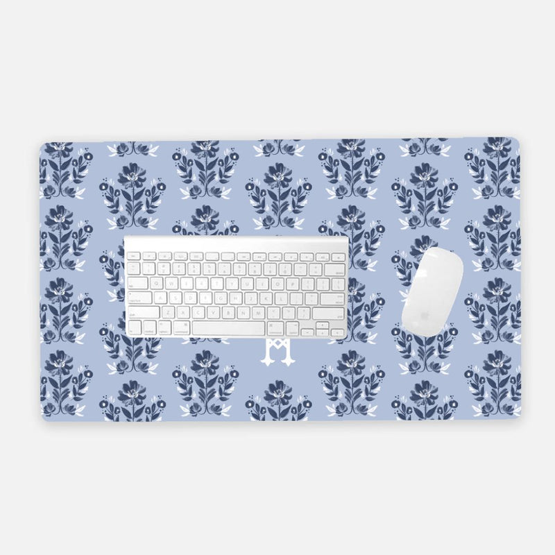 Evangeline Blue Monogrammed Desk Mat - Large (24" x 14")