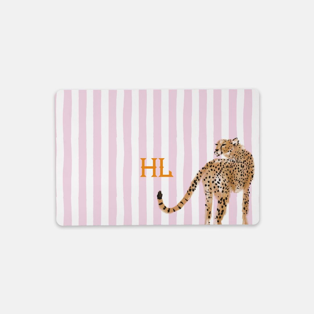 Preppy Cheetah Monogrammed Desk Mat – Small (18″ x 12″)