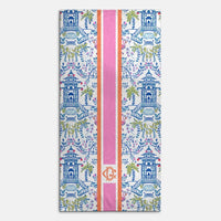 Beach TowelsColorful Chinoiserie Striped Monogrammed Beach TowelBritt Mills Design