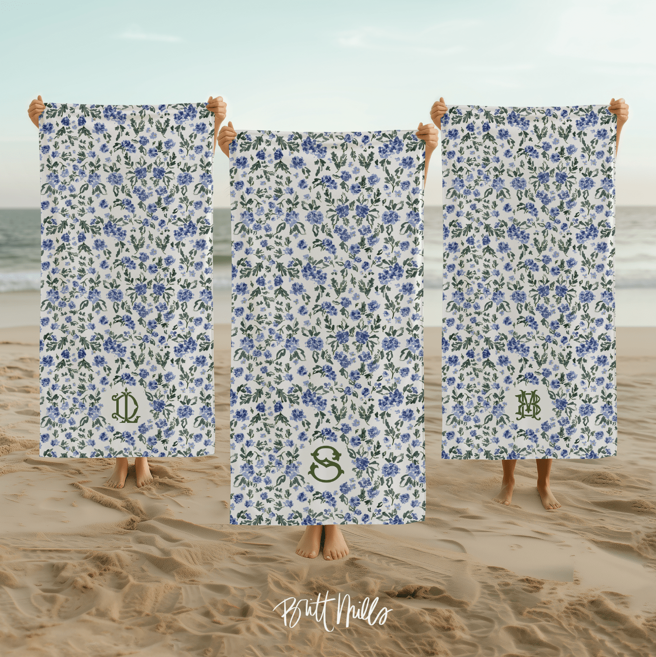 Beach TowelsEnglish Countryside Monogrammed Beach TowelBritt Mills Design
