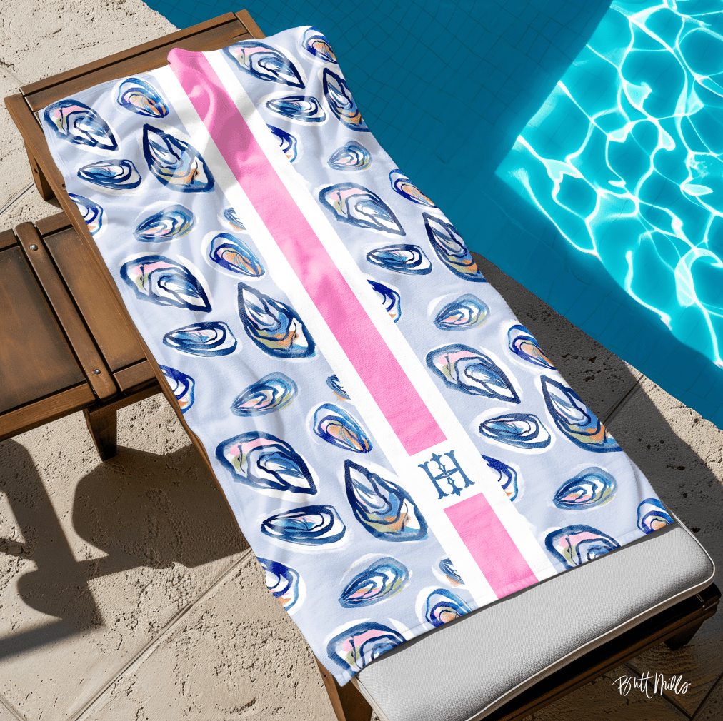 Beach TowelsNantucket Girl Striped Monogrammed Beach TowelBritt Mills Design
