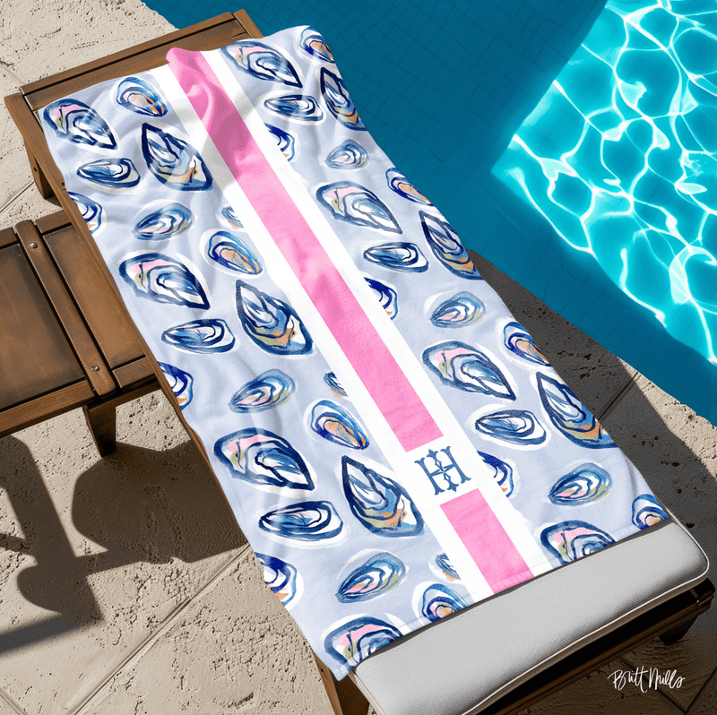 Beach TowelsNantucket Girl Striped Monogrammed Beach TowelBritt Mills Design