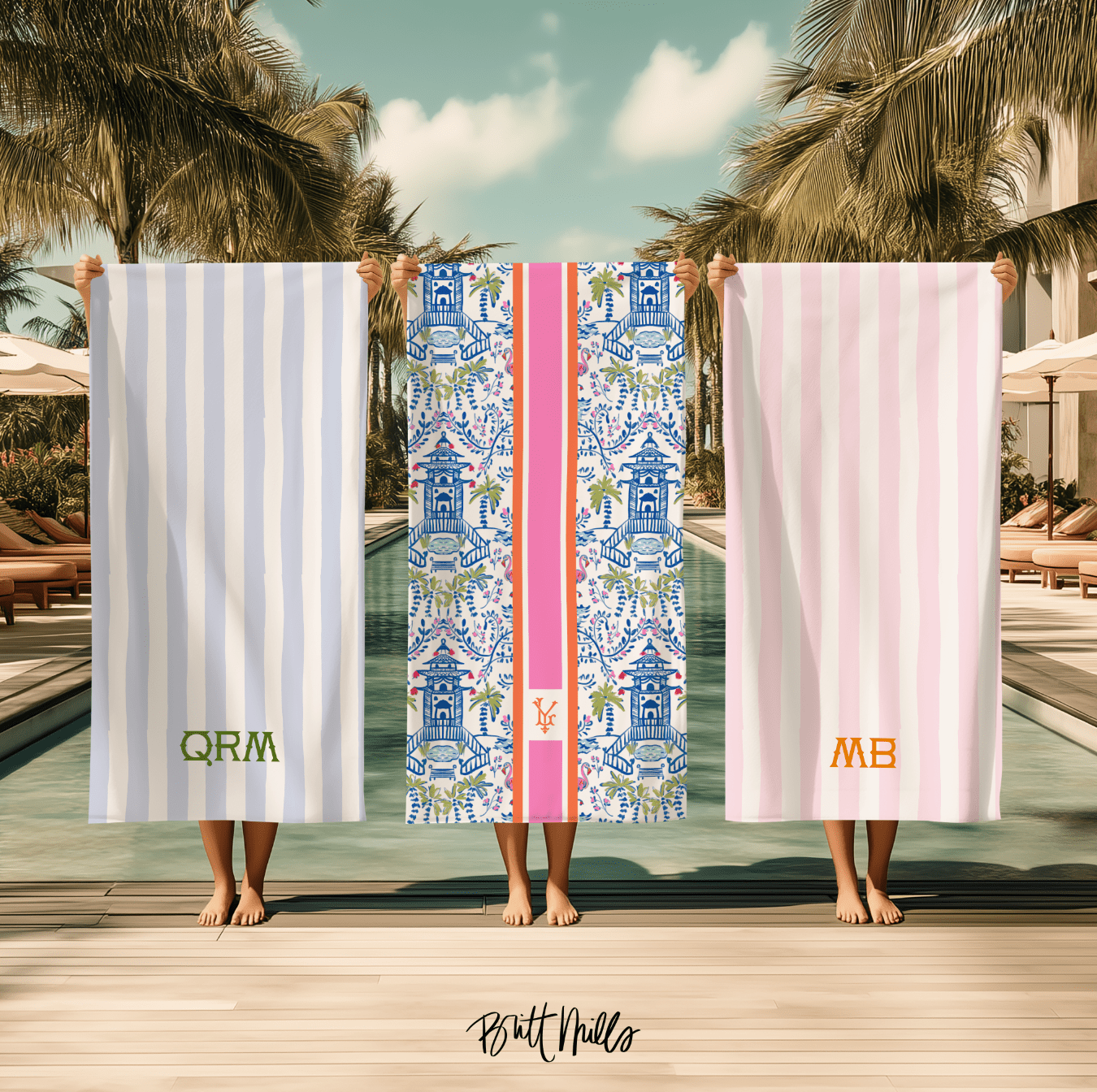 Beach TowelsPrimrose Monogrammed Beach TowelBritt Mills Design