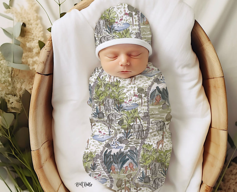 Beanies + SwaddlesDay at the Zoo Monogrammed Matching Beanie + SwaddleBritt Mills Design