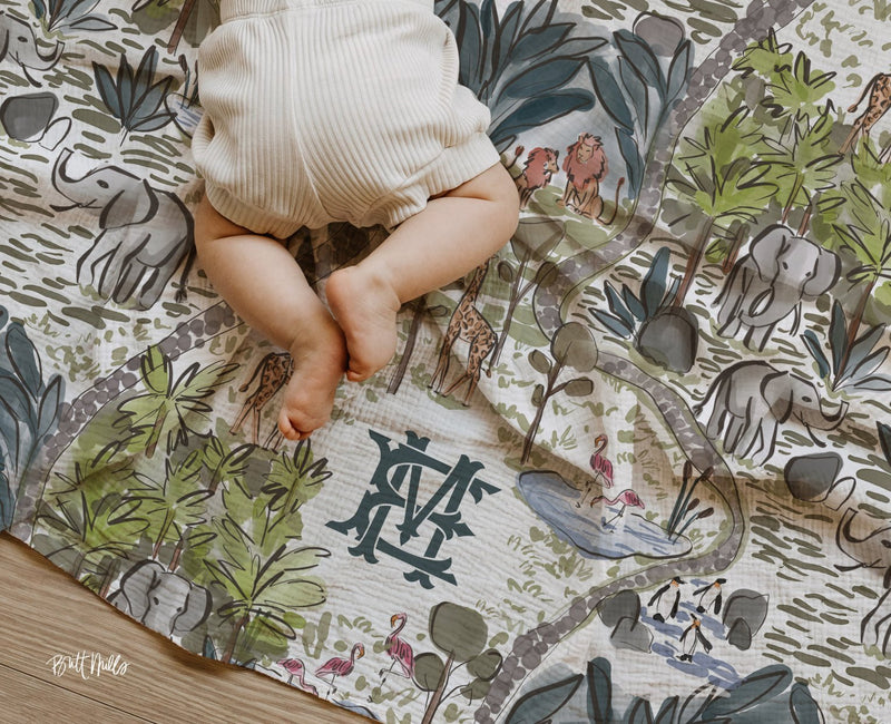 Beanies + SwaddlesDay at the Zoo Monogrammed Matching Beanie + SwaddleBritt Mills Design