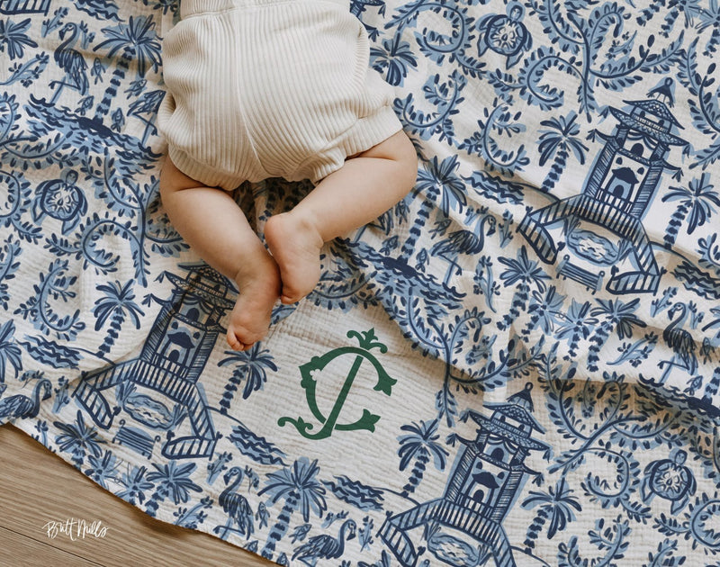 Beanies + SwaddlesPalm Beach Monogrammed Swaddle BlanketBritt Mills Design