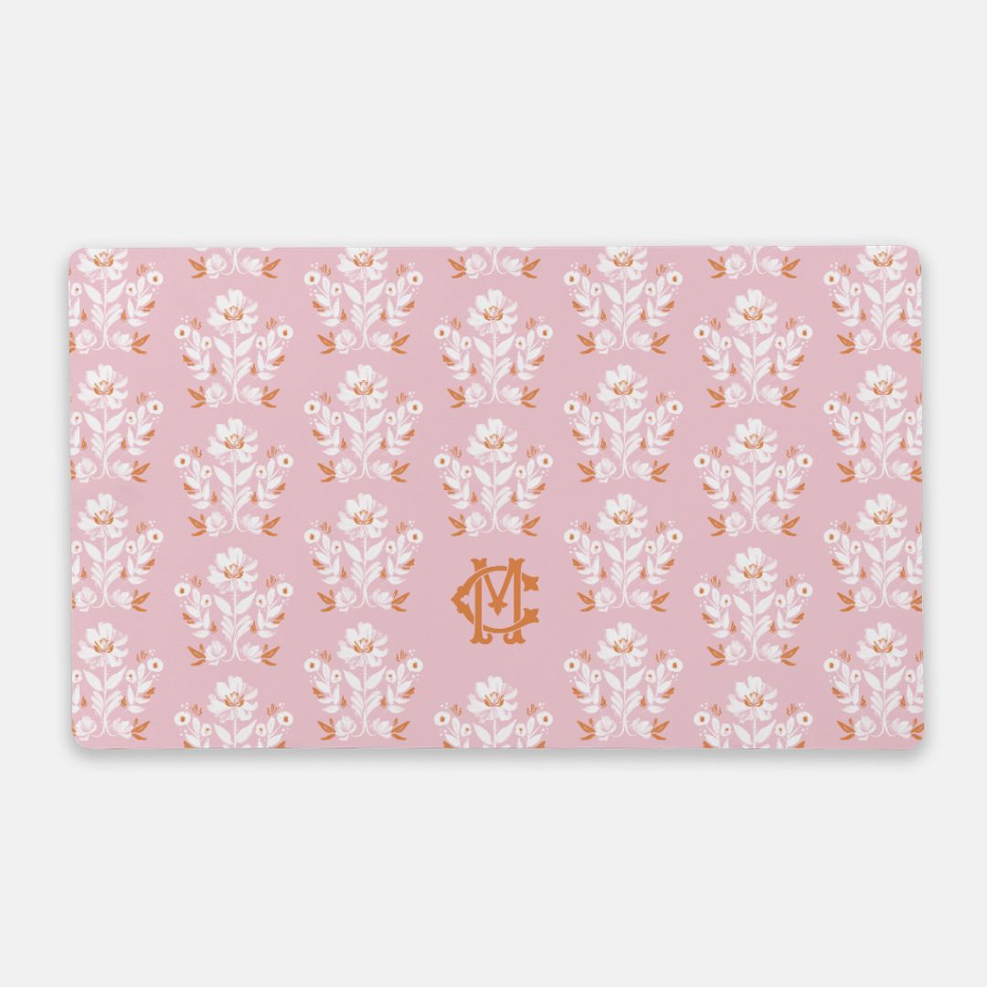 Evangeline Pink Monogrammed Desk Mat - Large (24" x 14")