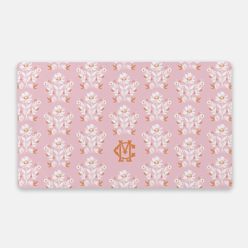 Evangeline Pink Monogrammed Desk Mat - Large (24" x 14")