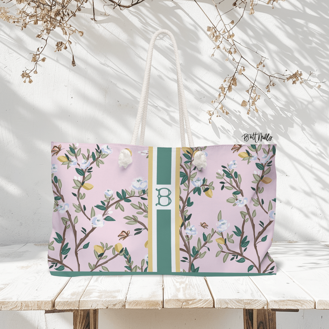 Carry - AllBlossom Garden Striped Monogrammed Carry - All ToteBritt Mills Design