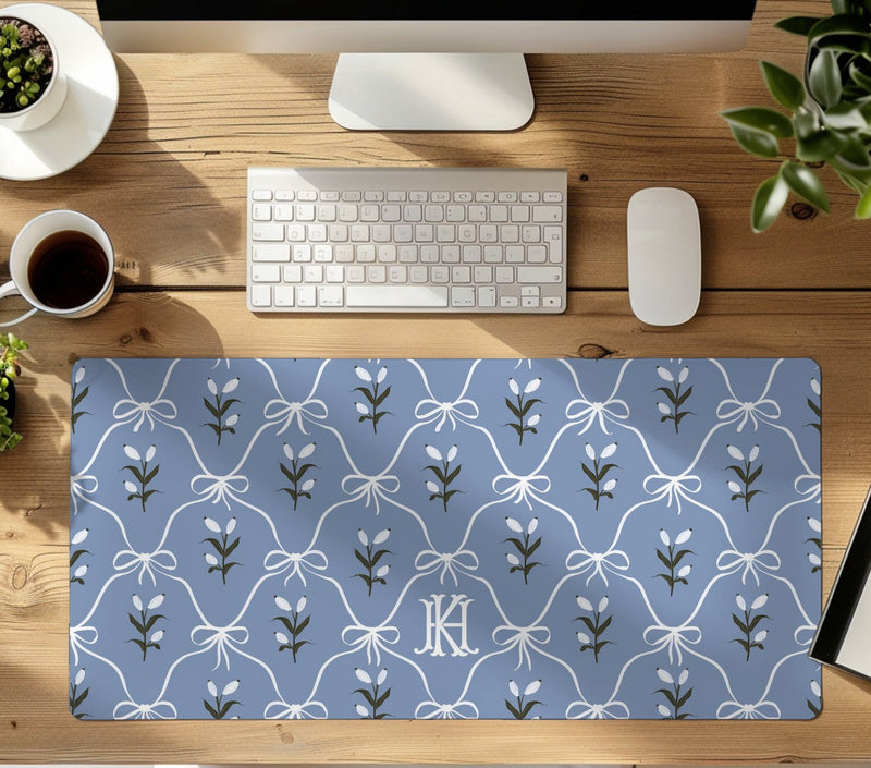 Large Desk Mat - Charming Monogrammed Desk Mat - Large (24" X 14")