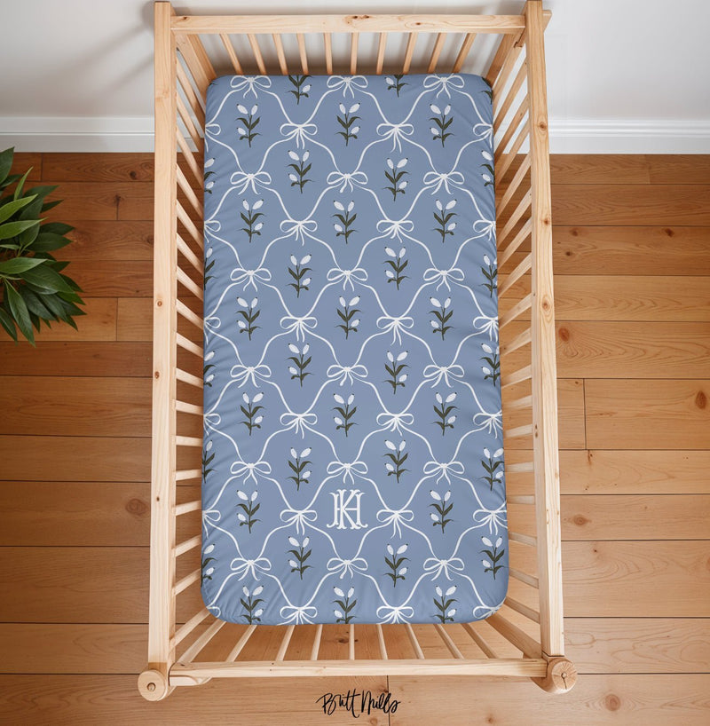 Crib Sheets - Charming Monogrammed Jersey Fitted Crib Sheet