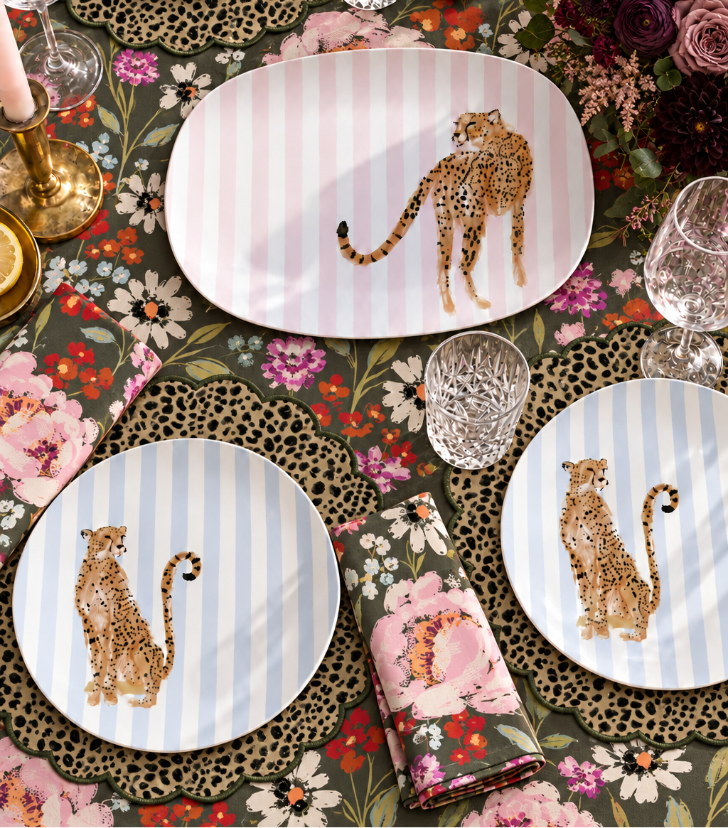Preppy Cheetah Dinnerware & Platter Collection (Unbreakable and BPA-free)