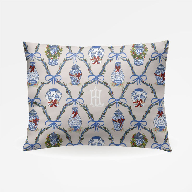 Standard Pillowcase - Chinoiserie Christmas Monogrammed Standard Pillowcase