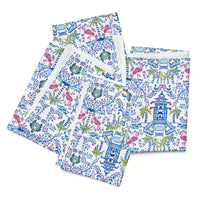 Colorful Coastal Chinoiserie Cloth Napkin Set