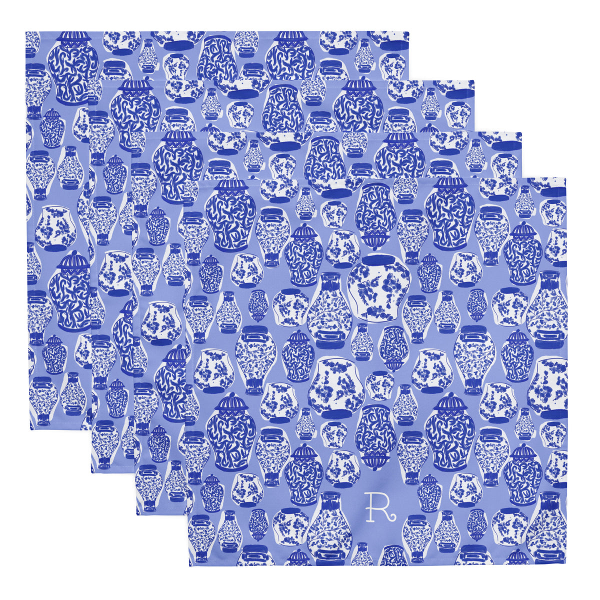 Chinoiserie Jars (Blue) Cloth Napkin Set (personalized)