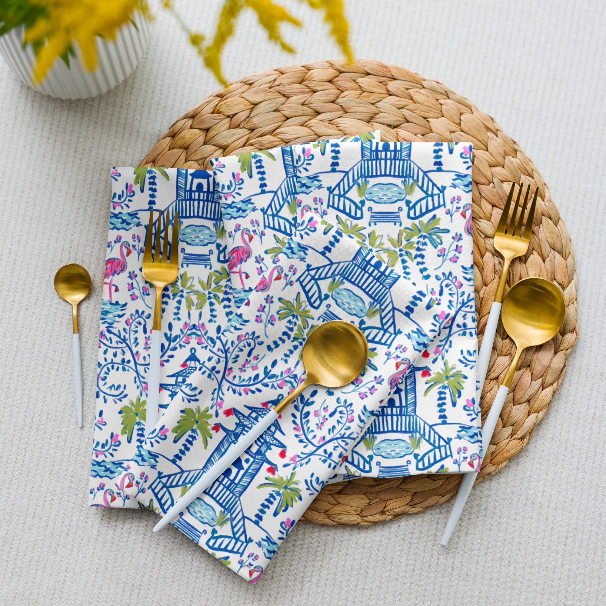 Colorful Chinoiserie Cloth Napkin Set