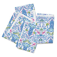 Colorful Coastal Chinoiserie Cloth Napkin Set