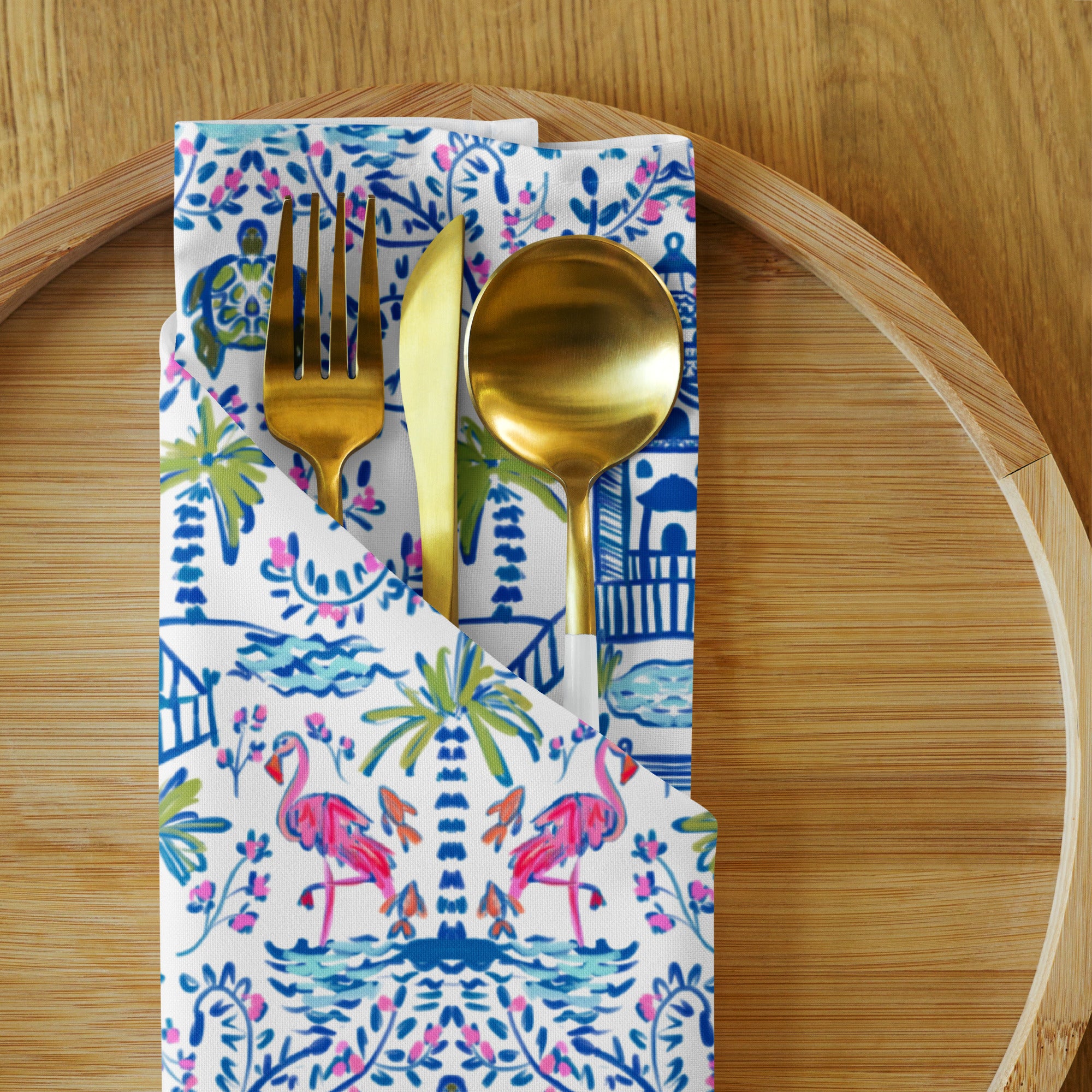 Colorful Chinoiserie Cloth Napkin Set