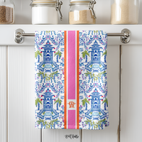 Colorful Chinoiserie Striped Hand Towel
