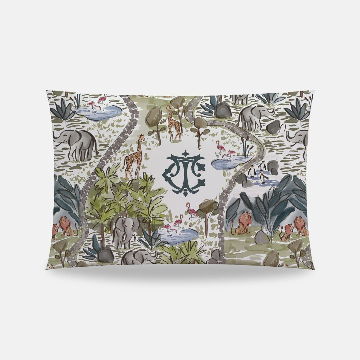 Day at the Zoo Monogrammed Toddler Pillowcase-Britt Mills Design