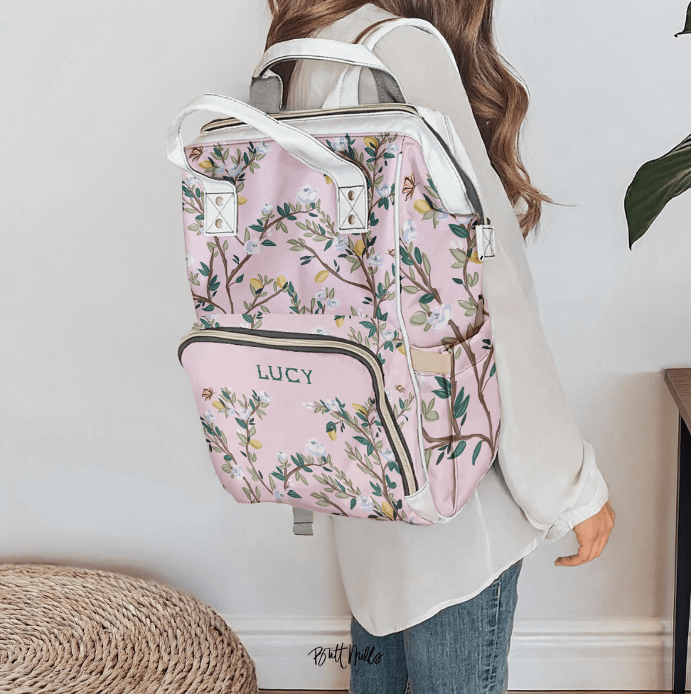 Diaper BagBlossom Garden Personalized Nylon Waterproof Diaper BagBritt Mills Design