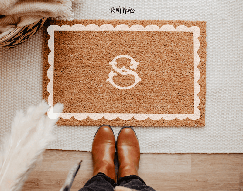 DoormatMonogrammed Scallop Doormat (White)Britt Mills Design