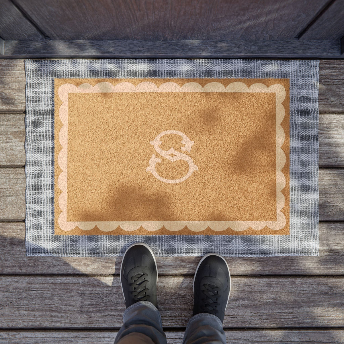 DoormatMonogrammed Scallop Doormat (White)Britt Mills Design