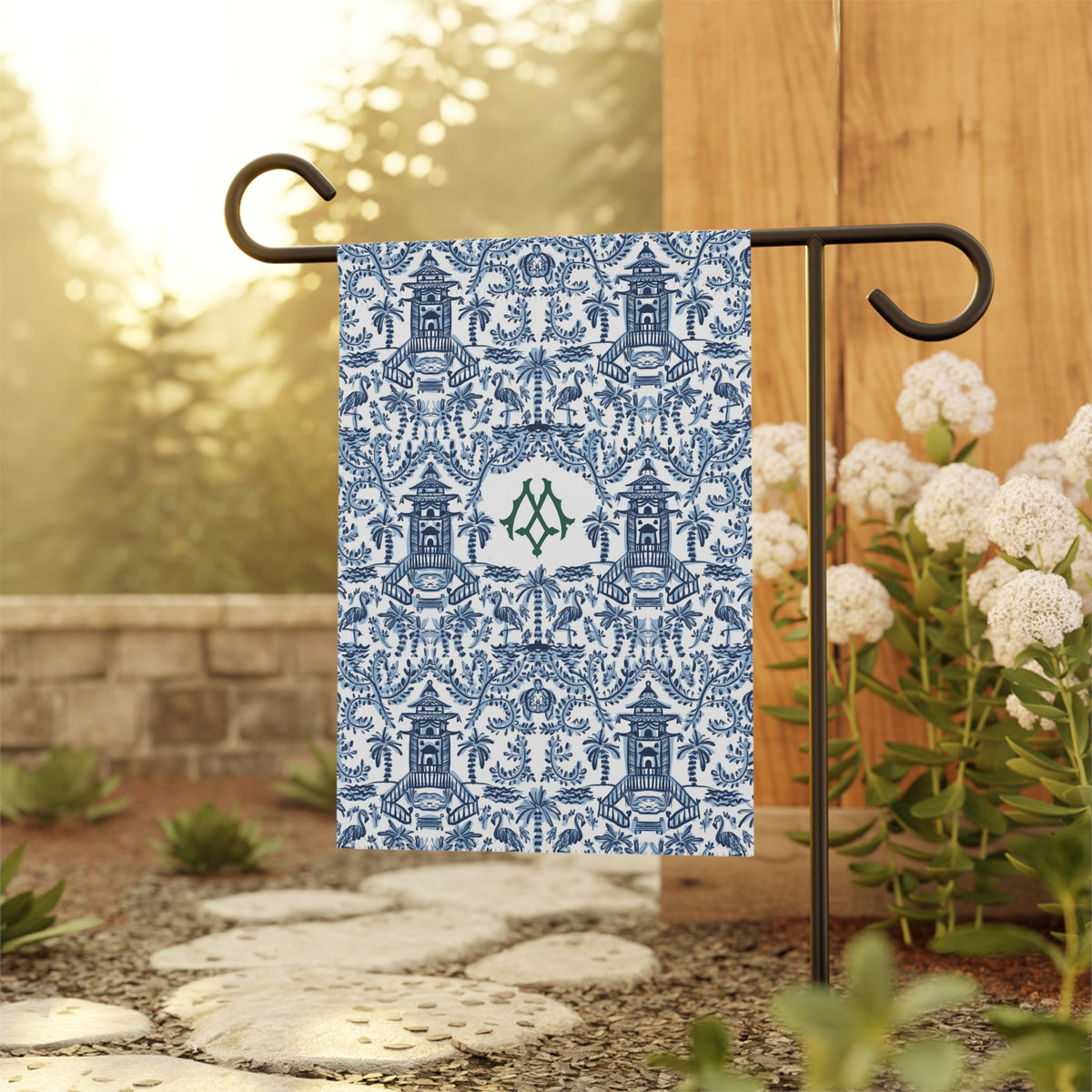 Garden FlagPalm Beach Monogrammed Garden FlagBritt Mills Design