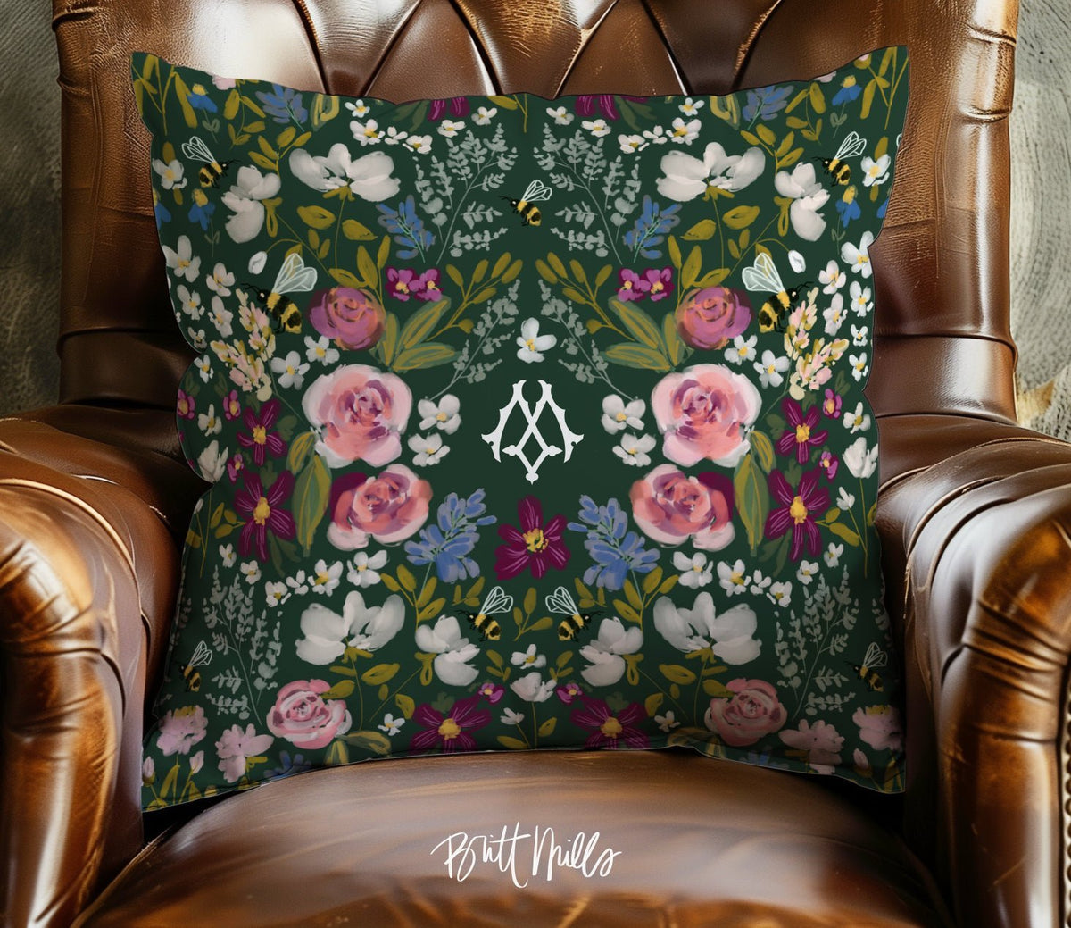 20" Pillow Cases - Gardens Monogrammed Throw Pillowcase 20"x20"