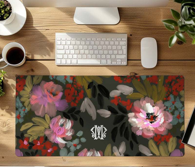 Large Desk Mat - Hamptons Monogrammed Desk Mat - Large (24" X 14")